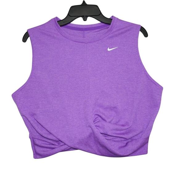 Nike Dri-Fit Purple Cropped Twist Tank Top - Size XL - Picture 1 of 3